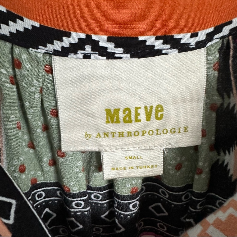Anthropologie Maeve Catiana Patchwork Puff-Sleeve Blouse small - Picture 6 of 10